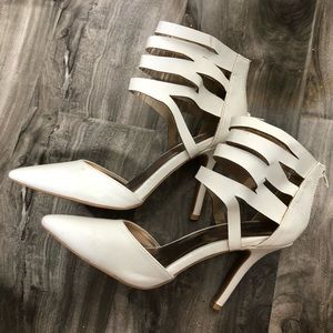 DONATED Stunning white heels with strappy ankle wrap